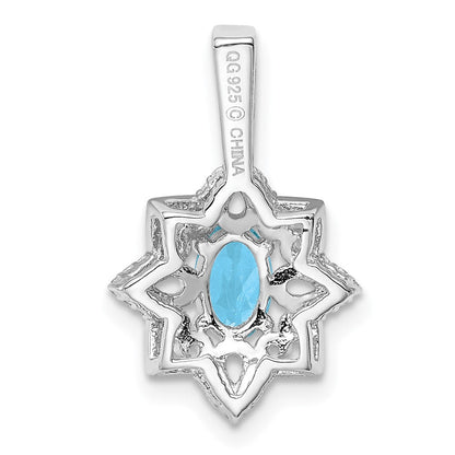 Rhodinierter Sterlingsilber-Anhänger mit hellblauem Swiss-Blue-Topas und Diamant