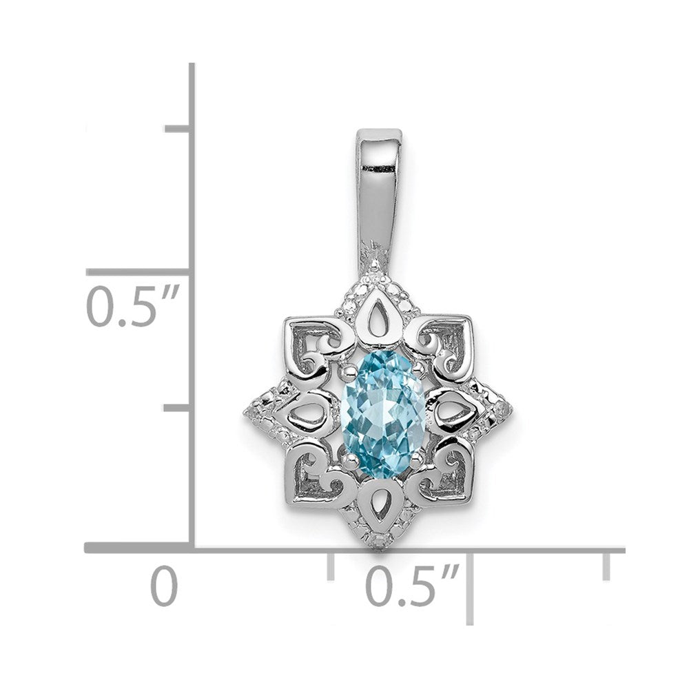 Rhodinierter Sterlingsilber-Anhänger mit hellblauem Swiss-Blue-Topas und Diamant