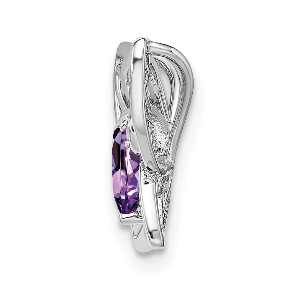 Rhodinierter Anhänger aus Sterlingsilber mit Amethyst und Diamant