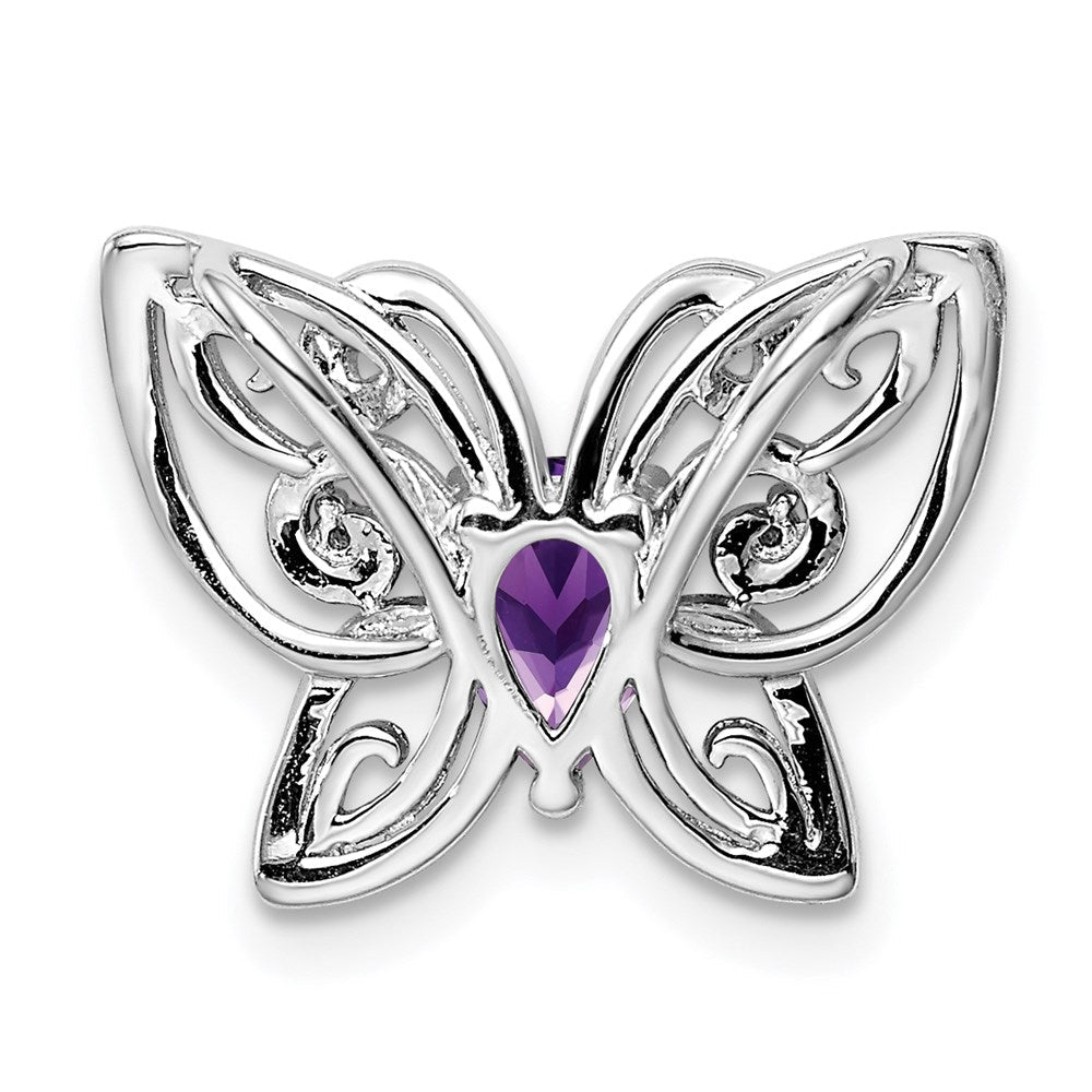 Rhodinierter Anhänger aus Sterlingsilber mit Amethyst und Diamant