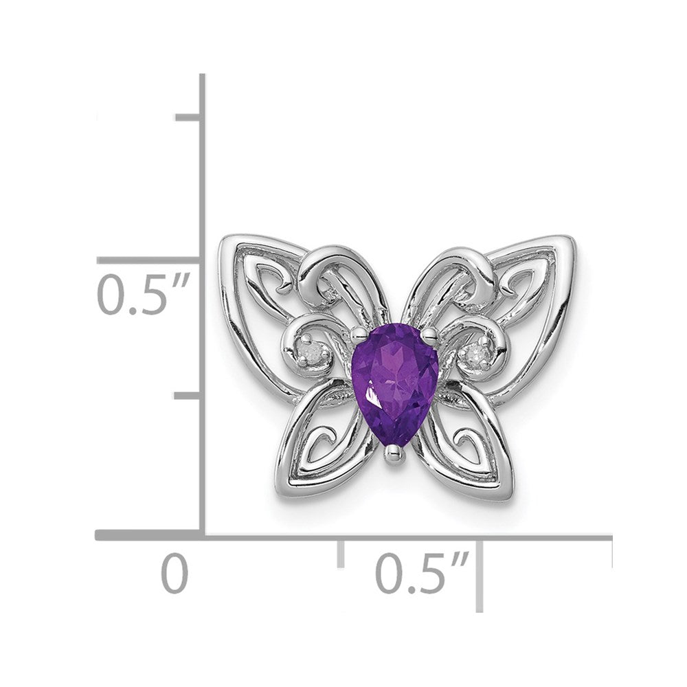 Rhodinierter Anhänger aus Sterlingsilber mit Amethyst und Diamant
