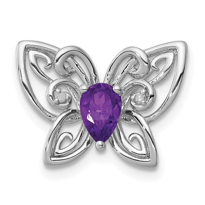 Rhodinierter Anhänger aus Sterlingsilber mit Amethyst und Diamant