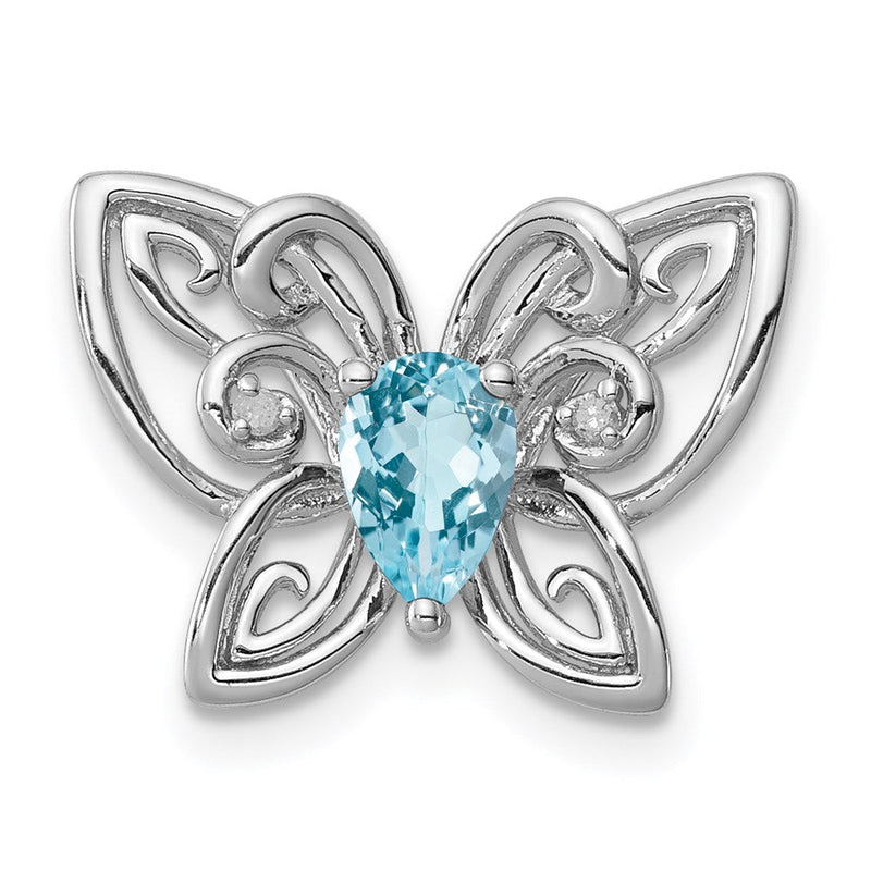 Anhänger aus rhodiniertem Sterlingsilber mit hellblauem Swiss-Blue-Topas und Diamant