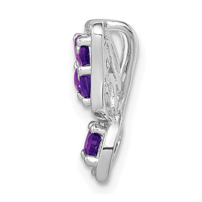 Rhodiniertes Sterlingsilber Amethyst-Diamant-Anhänger