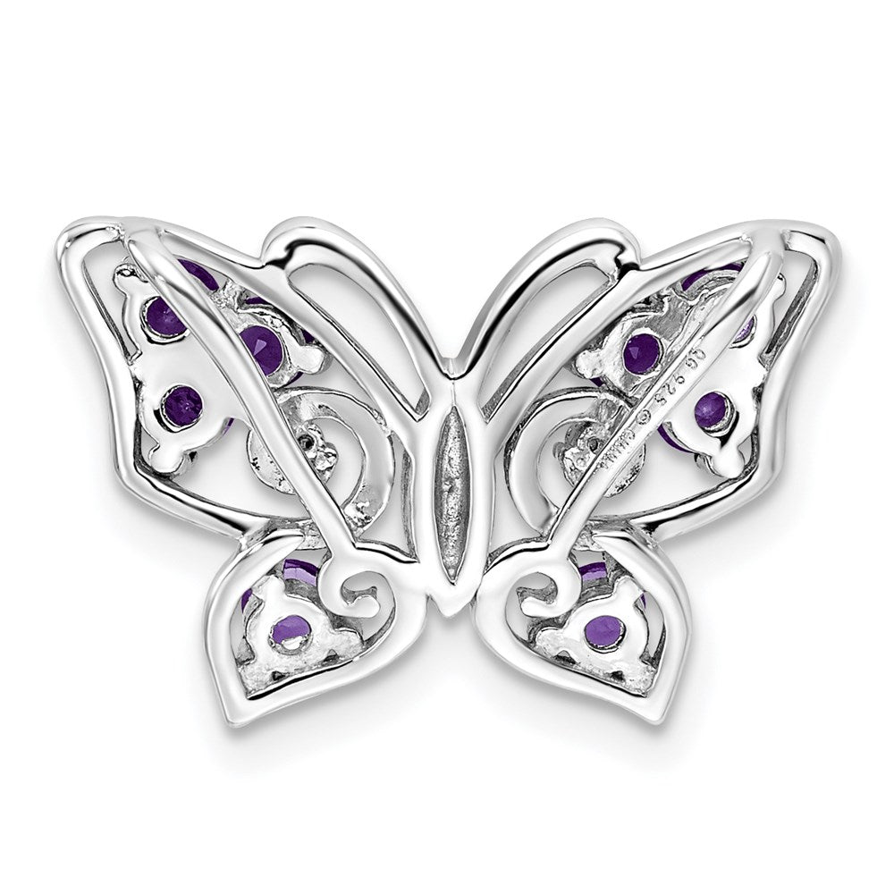 Rhodiniertes Sterlingsilber Amethyst-Diamant-Anhänger