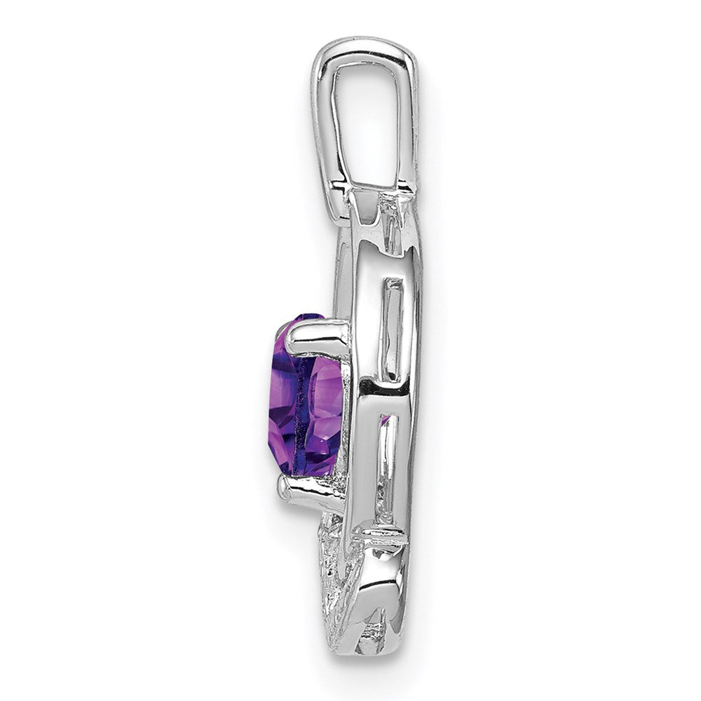 Anhänger aus rhodiniertem Sterlingsilber mit Amethyst und Diamant