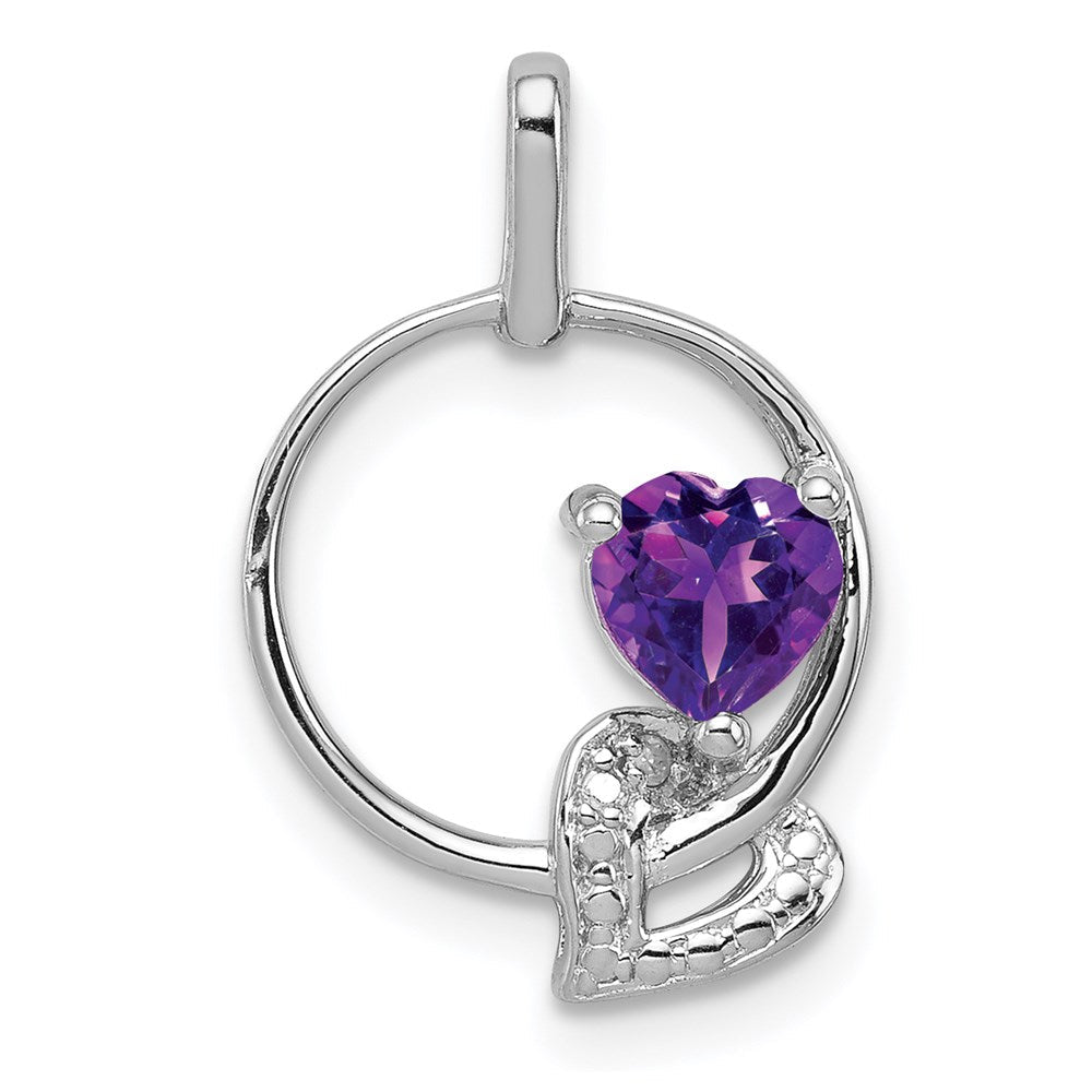Anhänger aus rhodiniertem Sterlingsilber mit Amethyst und Diamant
