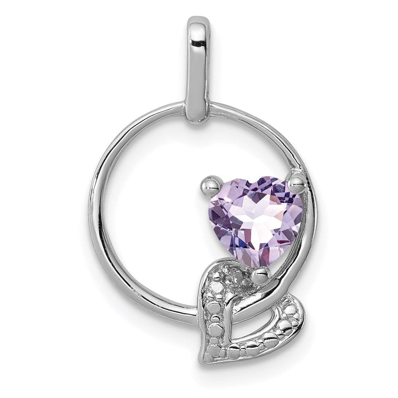 Anhänger aus rhodiniertem Sterlingsilber mit Rosenquarz und Diamant