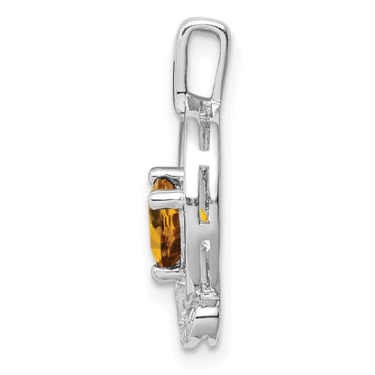Anhänger aus rhodiniertem Sterlingsilber mit Whiskyquarz und Diamant