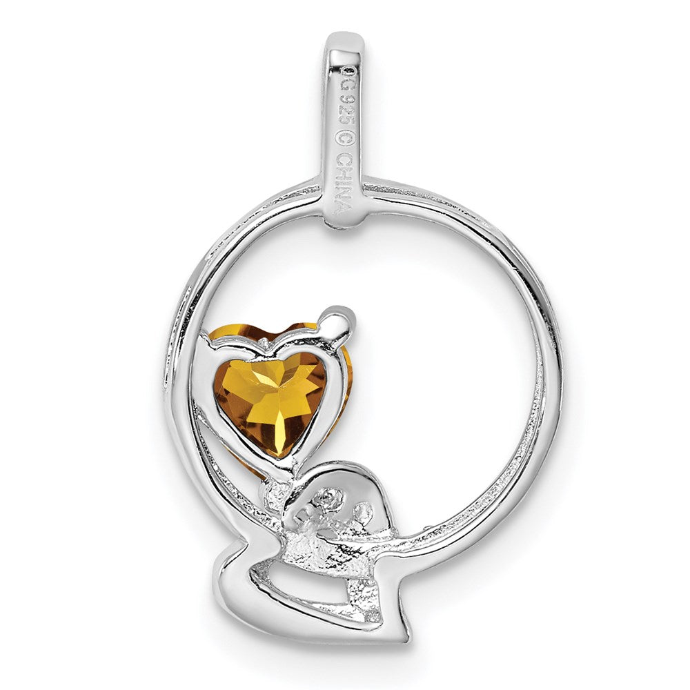 Anhänger aus rhodiniertem Sterlingsilber mit Whiskyquarz und Diamant