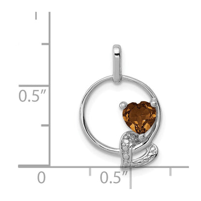 Anhänger aus rhodiniertem Sterlingsilber mit Whiskyquarz und Diamant