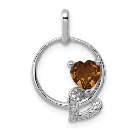 Anhänger aus rhodiniertem Sterlingsilber mit Whiskyquarz und Diamant