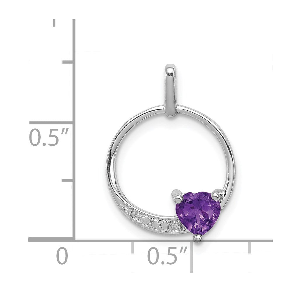Anhänger aus rhodiniertem Sterlingsilber mit Amethyst und Diamant