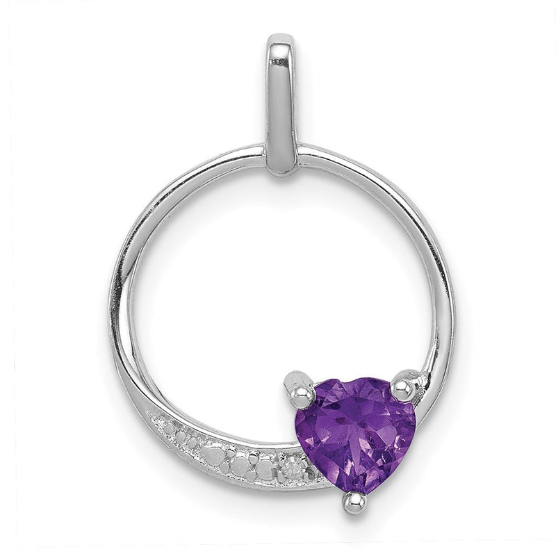Anhänger aus rhodiniertem Sterlingsilber mit Amethyst und Diamant