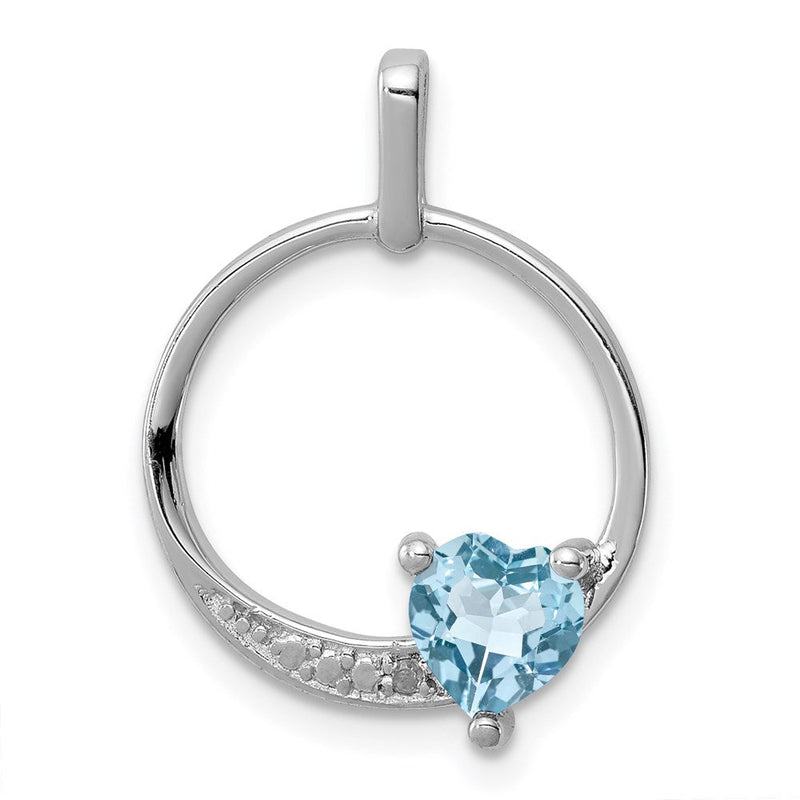 Anhänger aus rhodiniertem Sterlingsilber mit hellblauem Schweizer Blautopas und Diamant