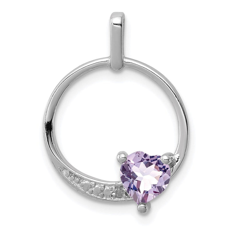 Anhänger aus rhodiniertem Sterlingsilber mit Rosenquarz und Diamant