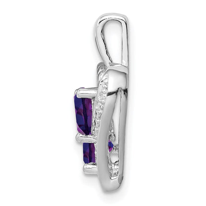 Rhodinierter Sterlingsilber-Anhänger mit Amethyst und Diamant