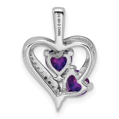 Rhodinierter Sterlingsilber-Anhänger mit Amethyst und Diamant