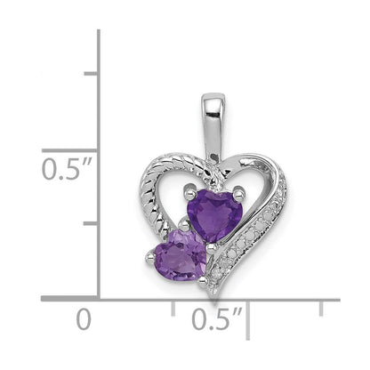 Rhodinierter Sterlingsilber-Anhänger mit Amethyst und Diamant