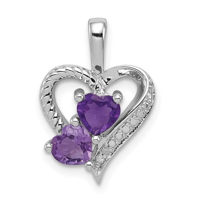 Rhodinierter Sterlingsilber-Anhänger mit Amethyst und Diamant