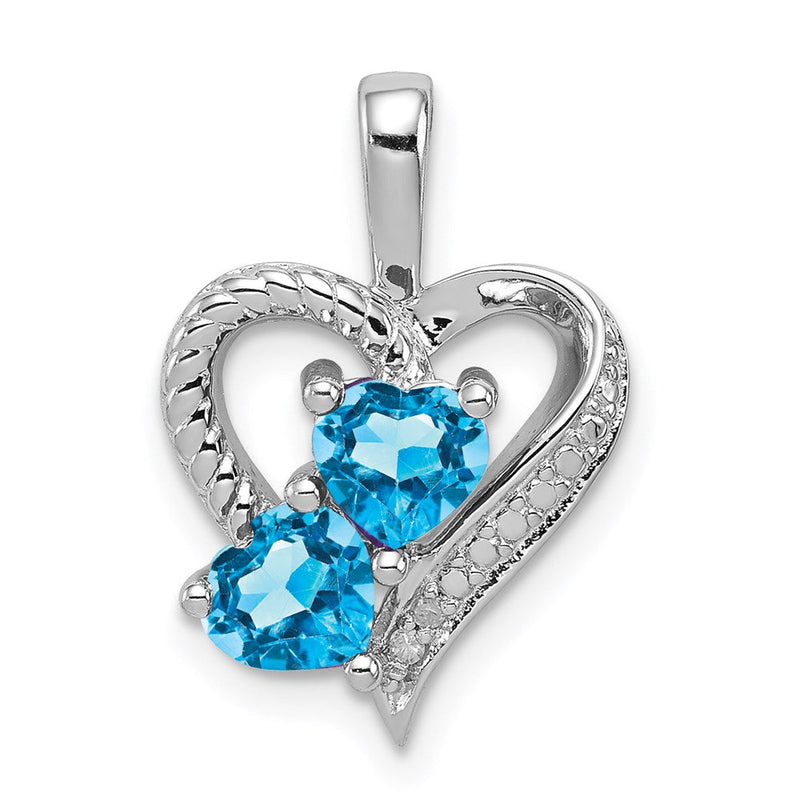 Anhänger aus rhodiniertem Sterlingsilber mit blauem Topas und Diamant