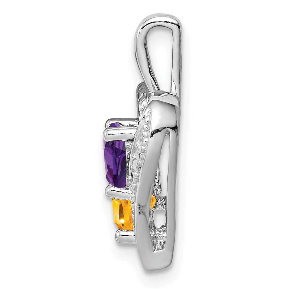 Rhodinierter Anhänger aus Sterlingsilber mit Amethyst, Citrin und Diamant