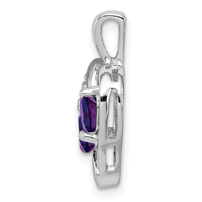 Rhodinierter Sterlingsilber-Anhänger mit Amethyst und Diamant