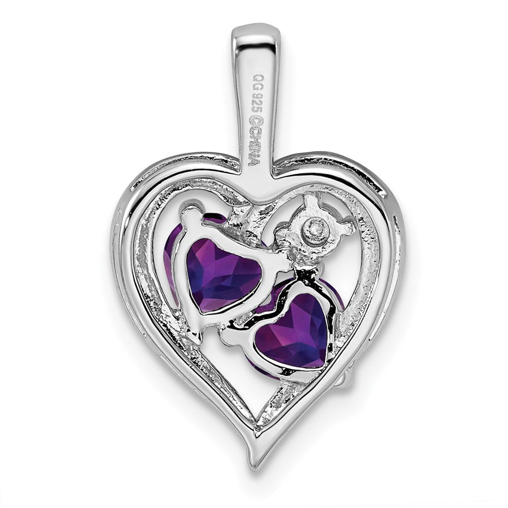 Rhodinierter Sterlingsilber-Anhänger mit Amethyst und Diamant