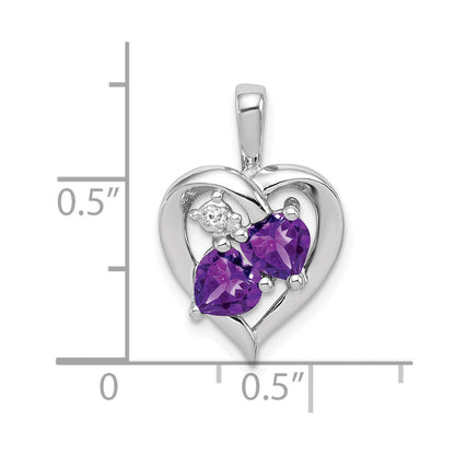 Rhodinierter Sterlingsilber-Anhänger mit Amethyst und Diamant