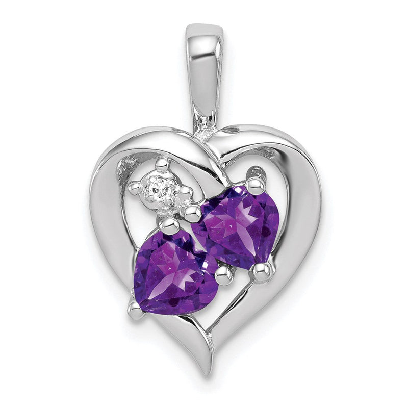 Rhodinierter Sterlingsilber-Anhänger mit Amethyst und Diamant