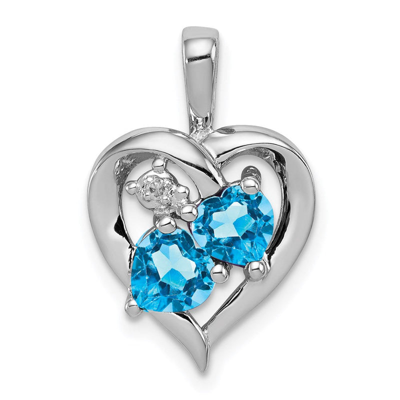 Anhänger aus rhodiniertem Sterlingsilber mit blauem Topas und Diamant
