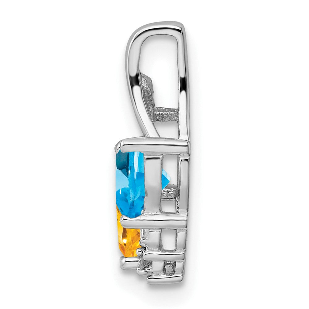 Anhänger aus Sterlingsilber, rhodiniert, mit Blautopas, Citrin & Diamant
