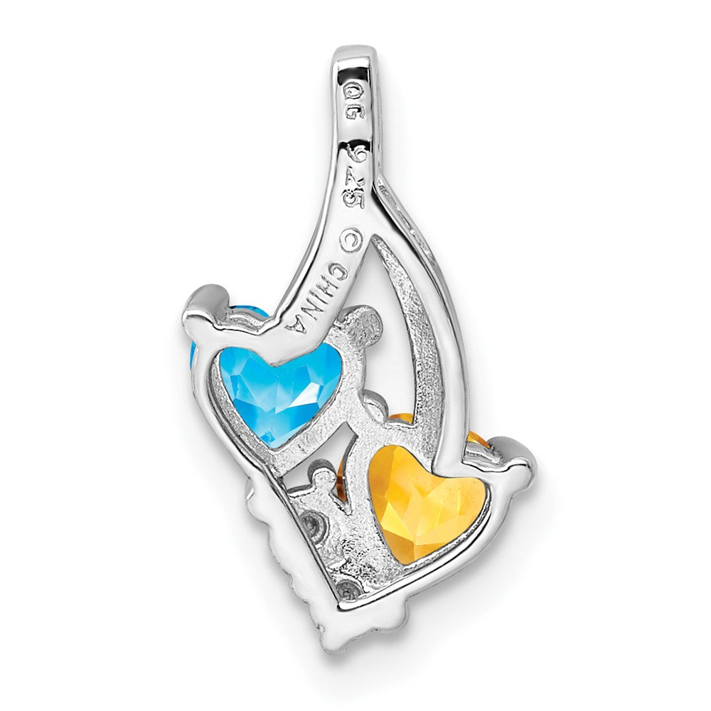 Anhänger aus Sterlingsilber, rhodiniert, mit Blautopas, Citrin & Diamant