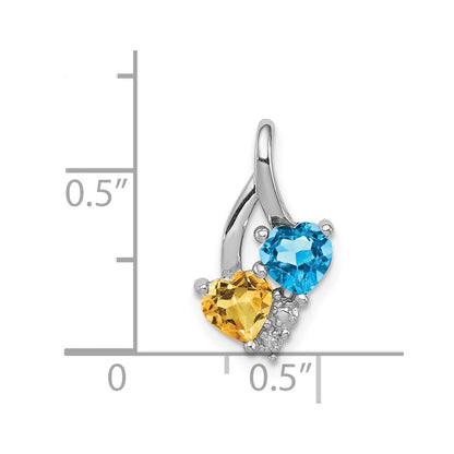 Anhänger aus Sterlingsilber, rhodiniert, mit Blautopas, Citrin & Diamant