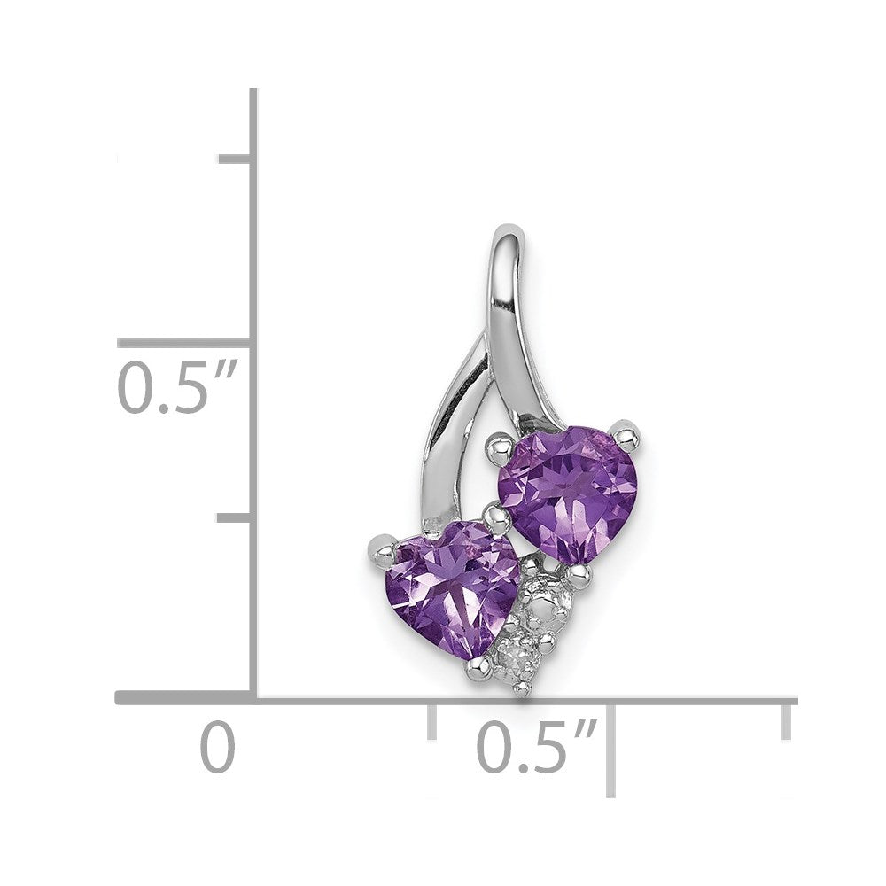 Rhodinierter Sterlingsilber-Anhänger mit Amethyst und Diamant