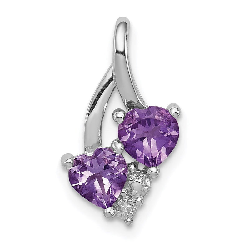 Rhodinierter Sterlingsilber-Anhänger mit Amethyst und Diamant