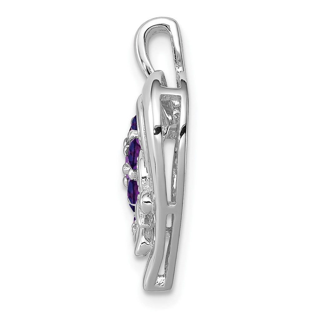 Anhänger aus rhodiniertem Sterlingsilber mit Amethyst und Diamant