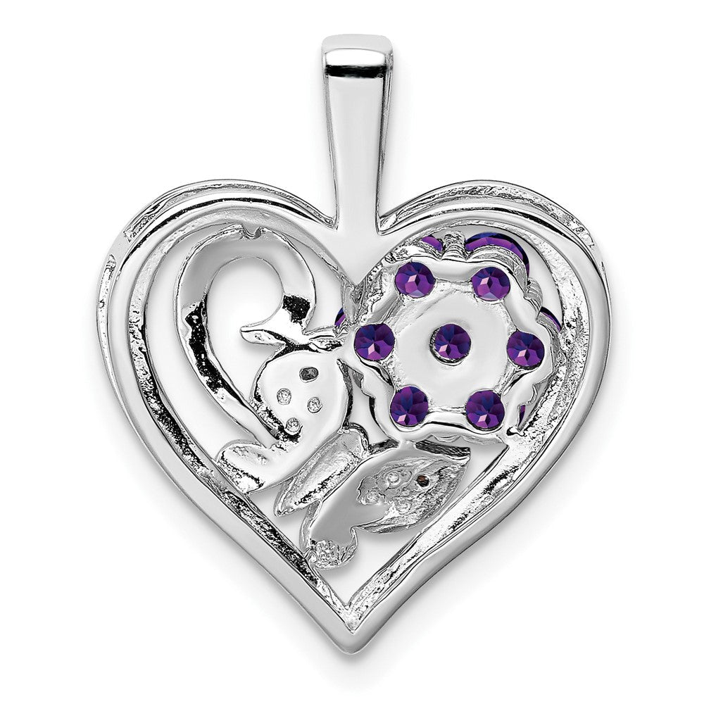Anhänger aus rhodiniertem Sterlingsilber mit Amethyst und Diamant
