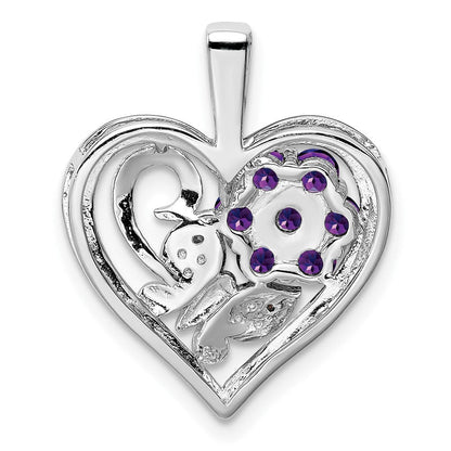 Anhänger aus rhodiniertem Sterlingsilber mit Amethyst und Diamant