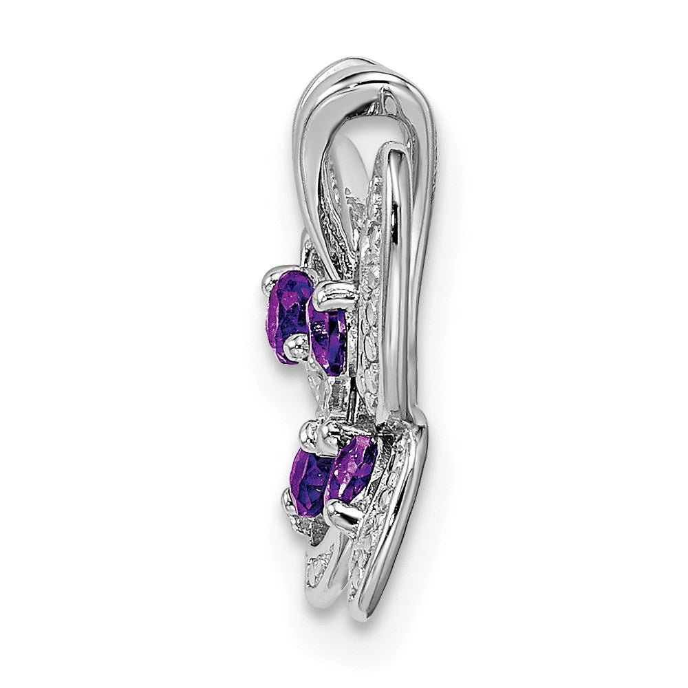 Rhodinierter Anhänger aus Sterlingsilber mit Amethyst und Diamant