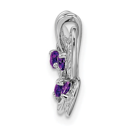 Rhodinierter Anhänger aus Sterlingsilber mit Amethyst und Diamant