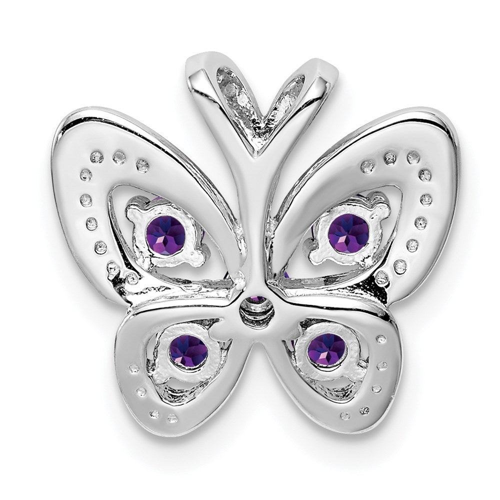 Rhodinierter Anhänger aus Sterlingsilber mit Amethyst und Diamant
