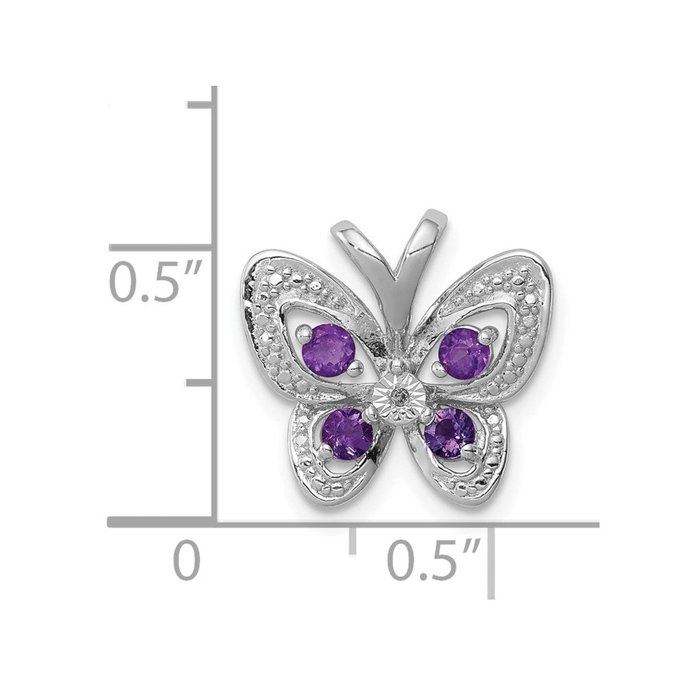 Rhodinierter Anhänger aus Sterlingsilber mit Amethyst und Diamant