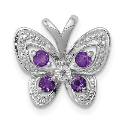 Rhodinierter Anhänger aus Sterlingsilber mit Amethyst und Diamant