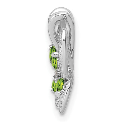 Rhodinierter Anhänger aus Sterlingsilber mit Peridot und Diamant