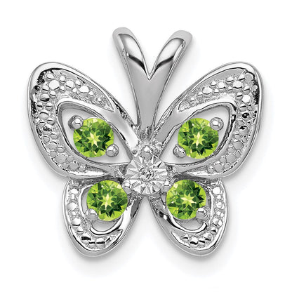 Rhodinierter Anhänger aus Sterlingsilber mit Peridot und Diamant