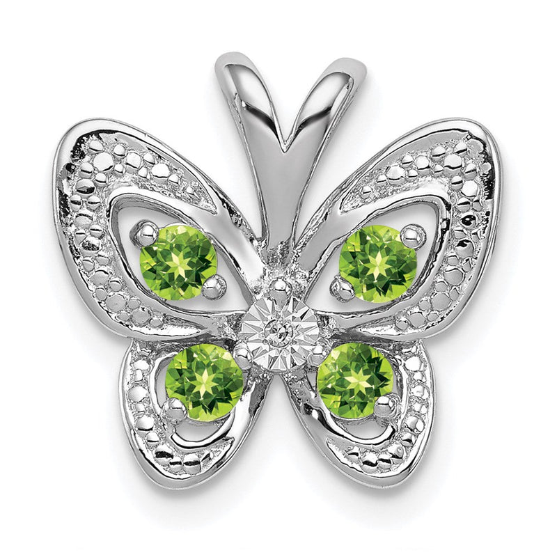 Rhodinierter Anhänger aus Sterlingsilber mit Peridot und Diamant