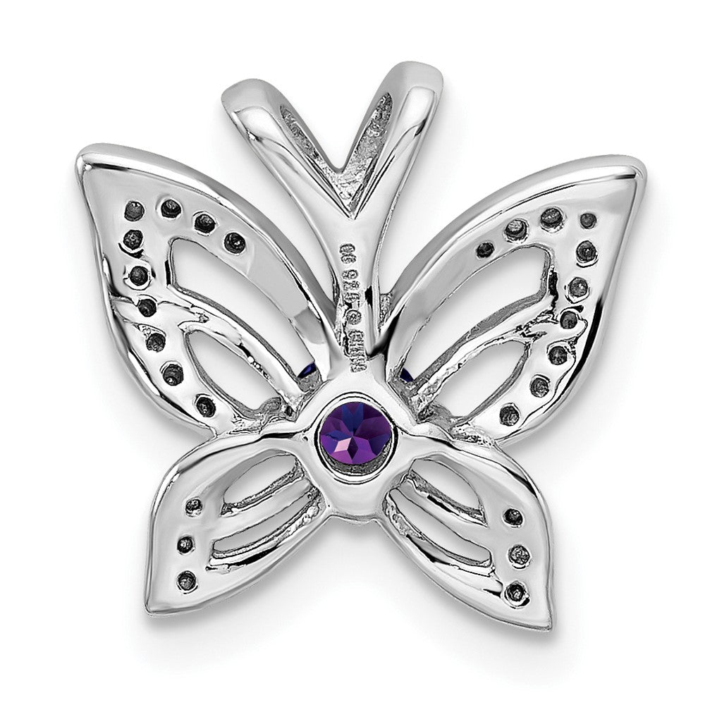 Rhodinierter Sterlingsilber-Anhänger mit Amethyst und Diamant