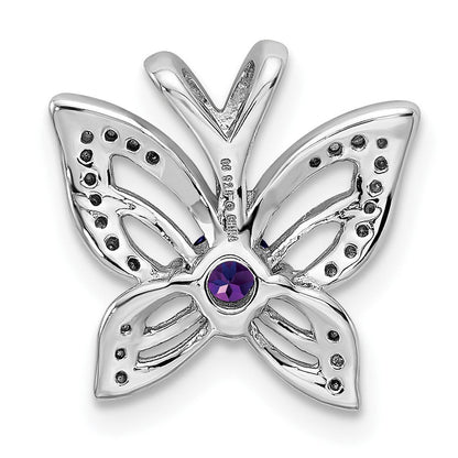 Rhodinierter Sterlingsilber-Anhänger mit Amethyst und Diamant