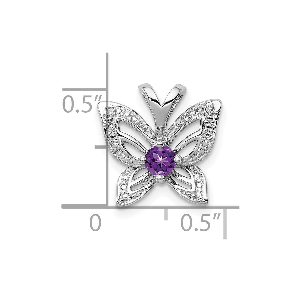 Rhodinierter Sterlingsilber-Anhänger mit Amethyst und Diamant